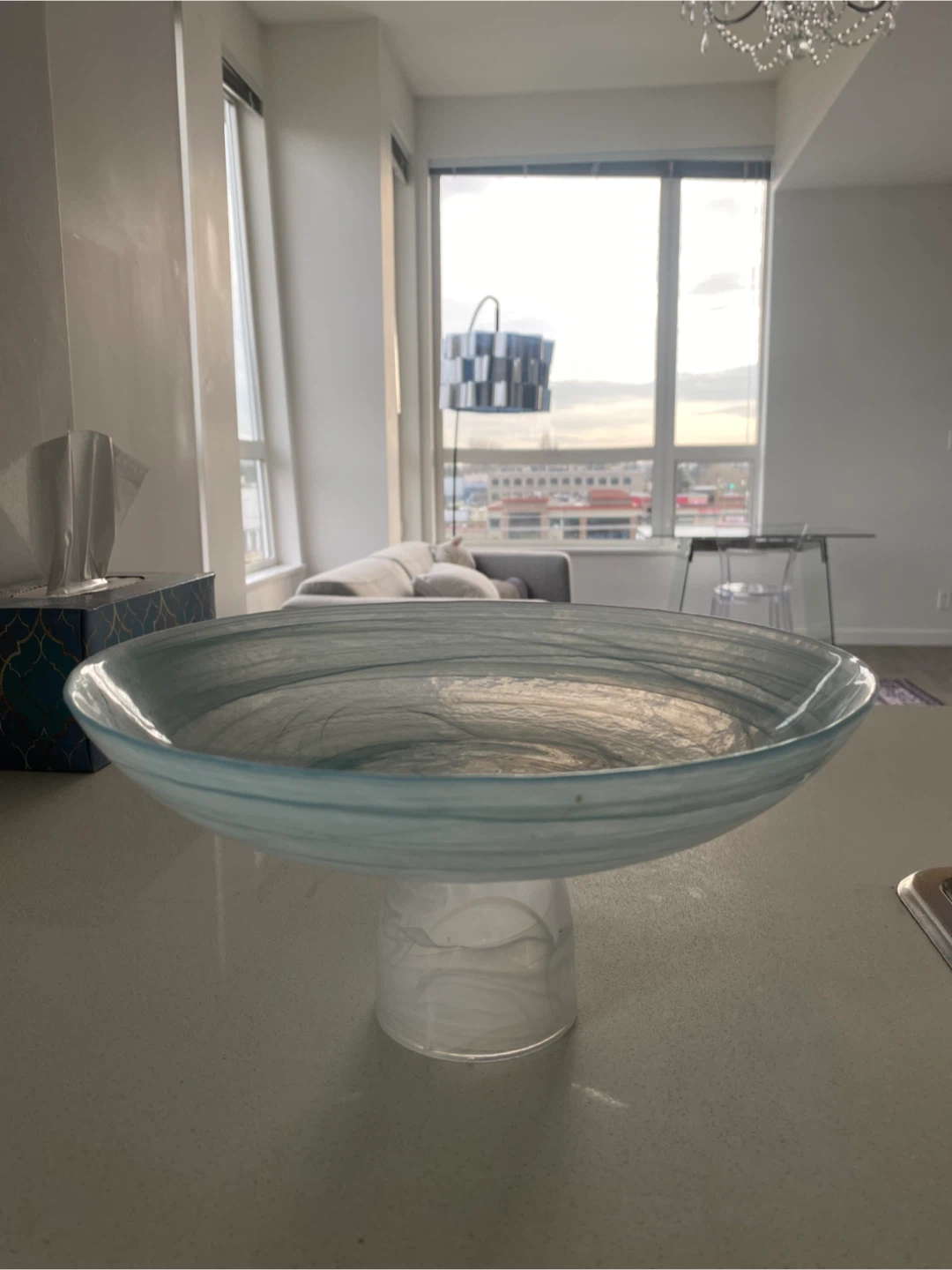 Swirl Glass Pedestal Bowl