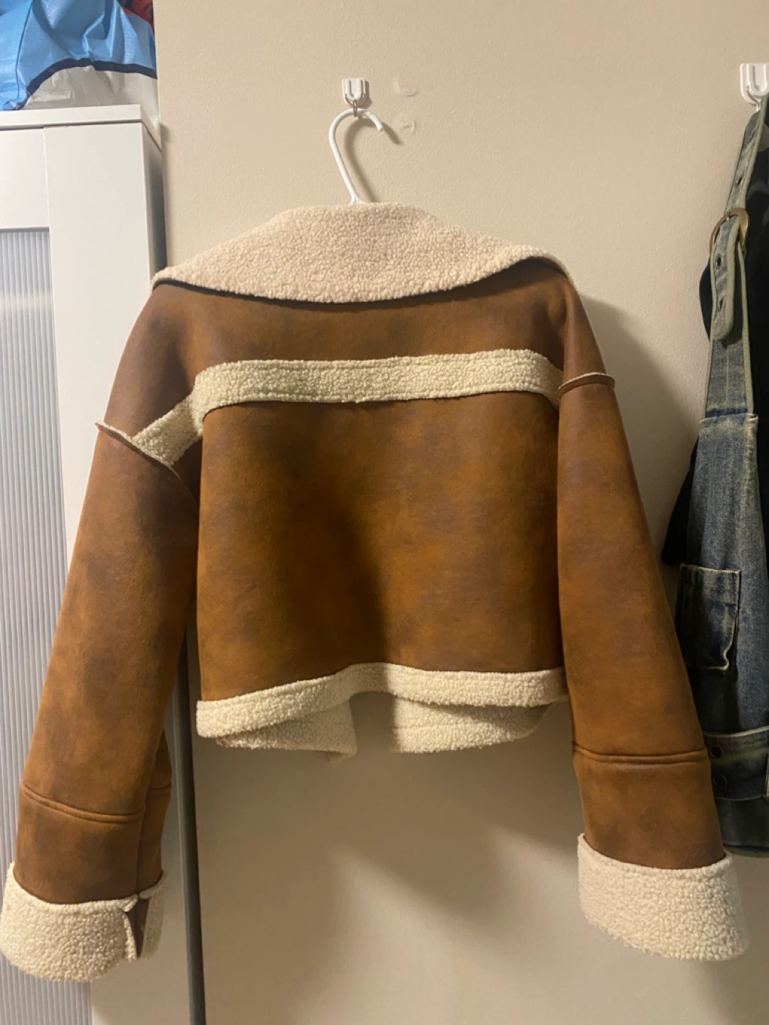 Cider Brown Faux Suede Sherpa Lined Jacket - photo 2
