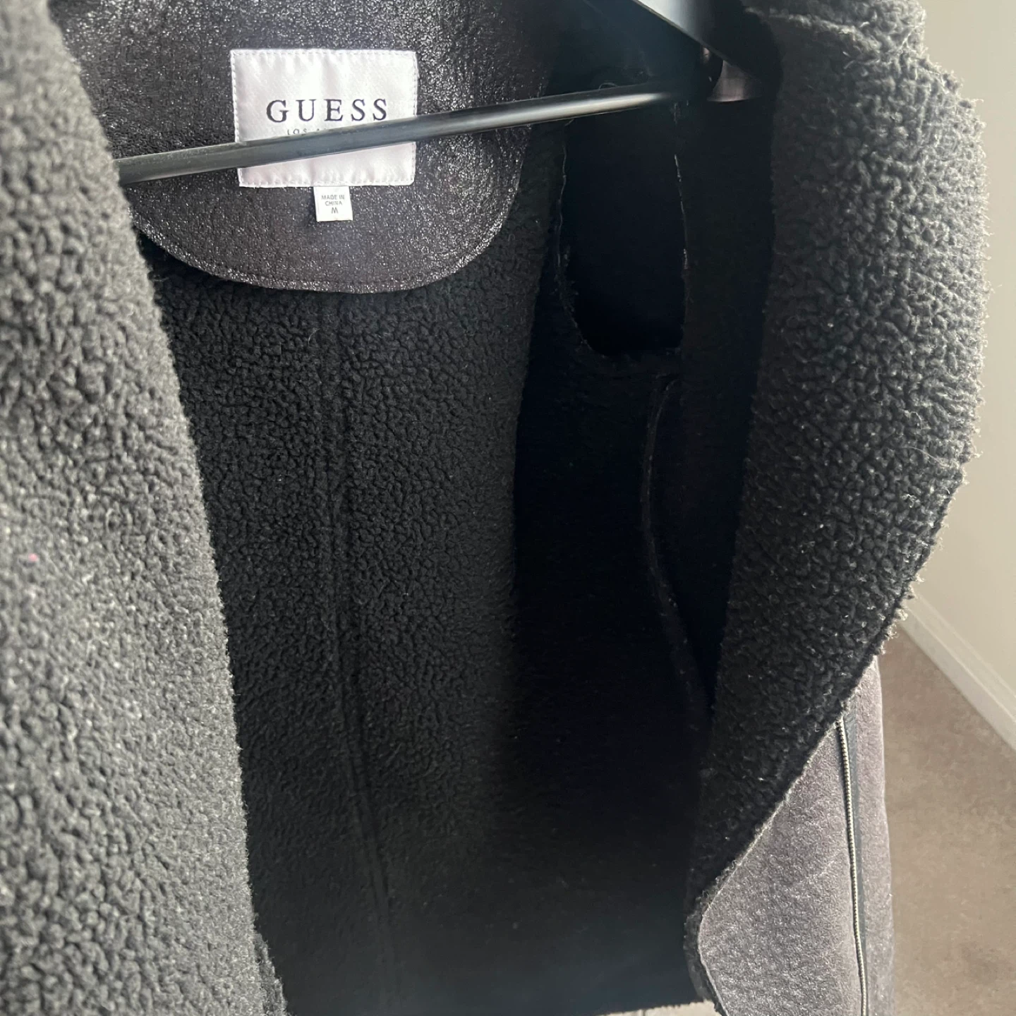 Guess Black Faux Shearling Lined Biker Jacket - photo 5