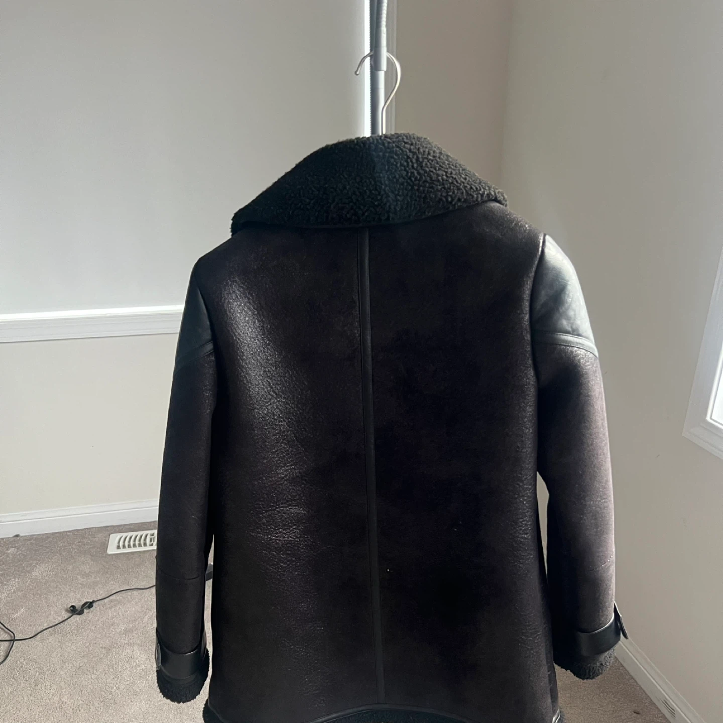 Guess Black Faux Shearling Lined Biker Jacket - photo 4