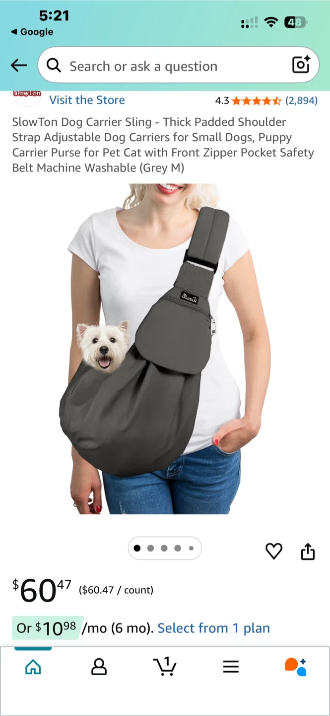 SlowTon Dog Carrier Sling Bag - Grey