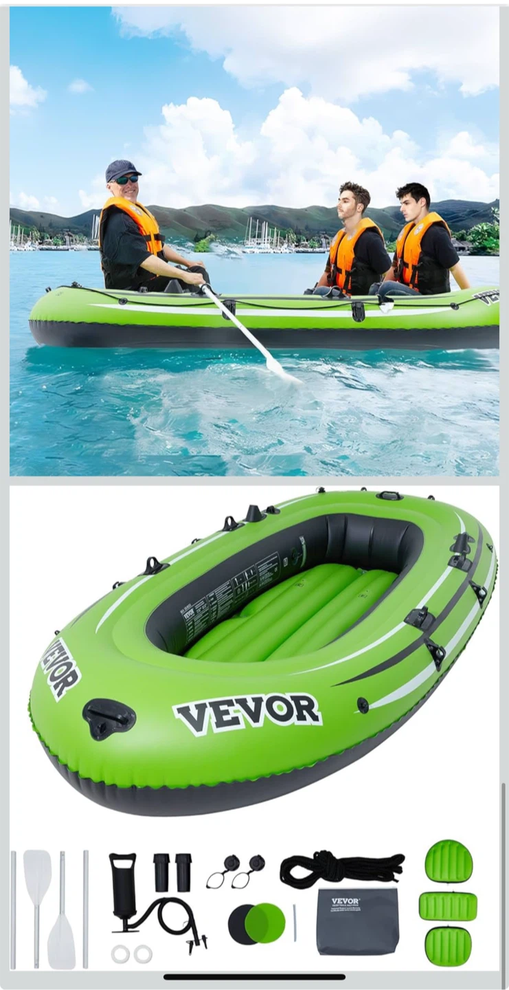 VEVOR Inflatable Boat - up to 3 person
