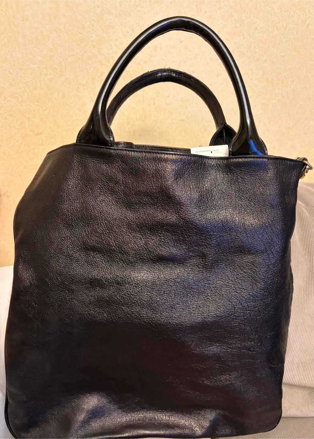 Emporio Armani Black Leather Tote Bag with Shoulder Strap - photo 2