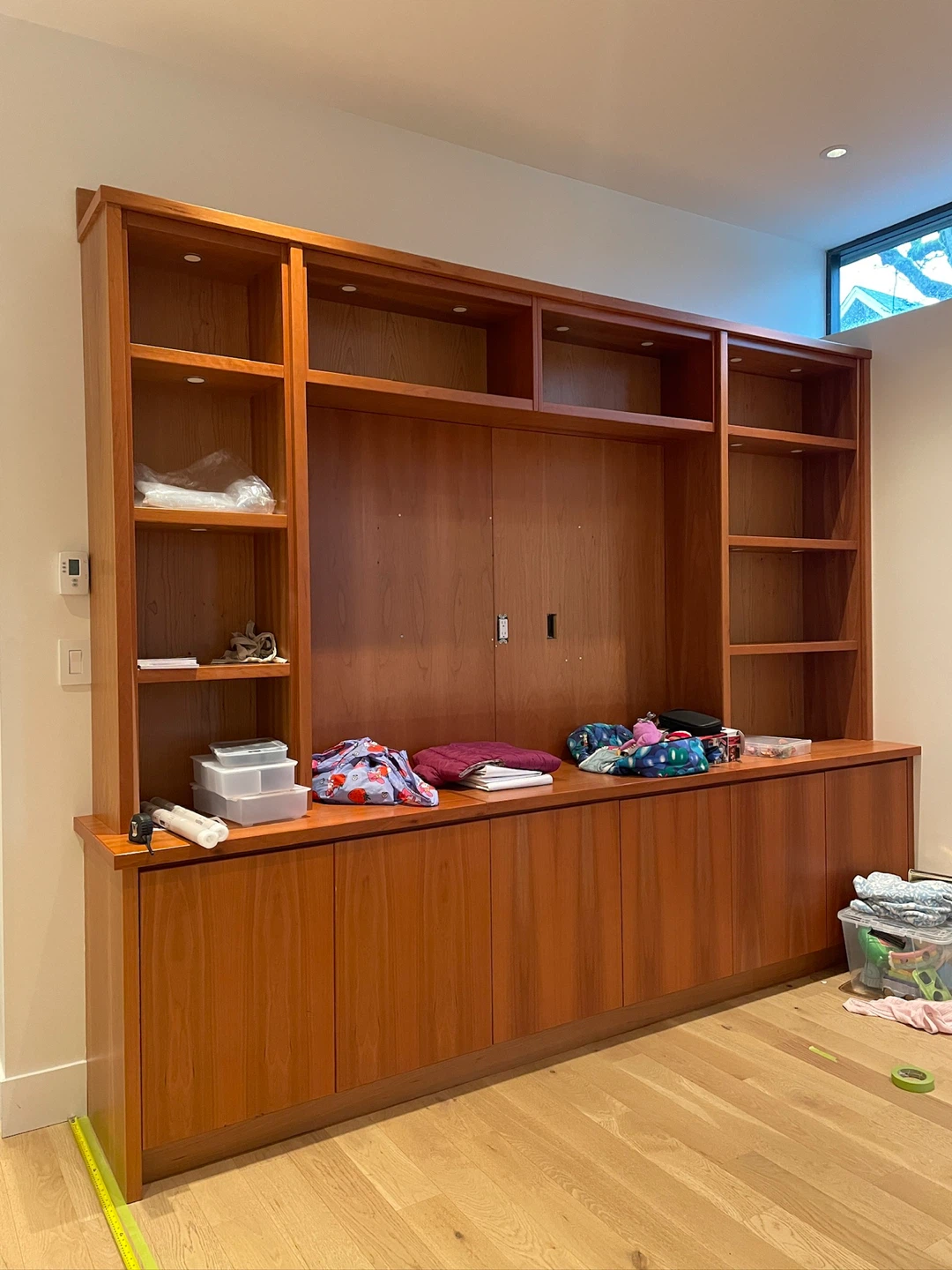 Custom Wood Entertainment Unit and Bookshelf
