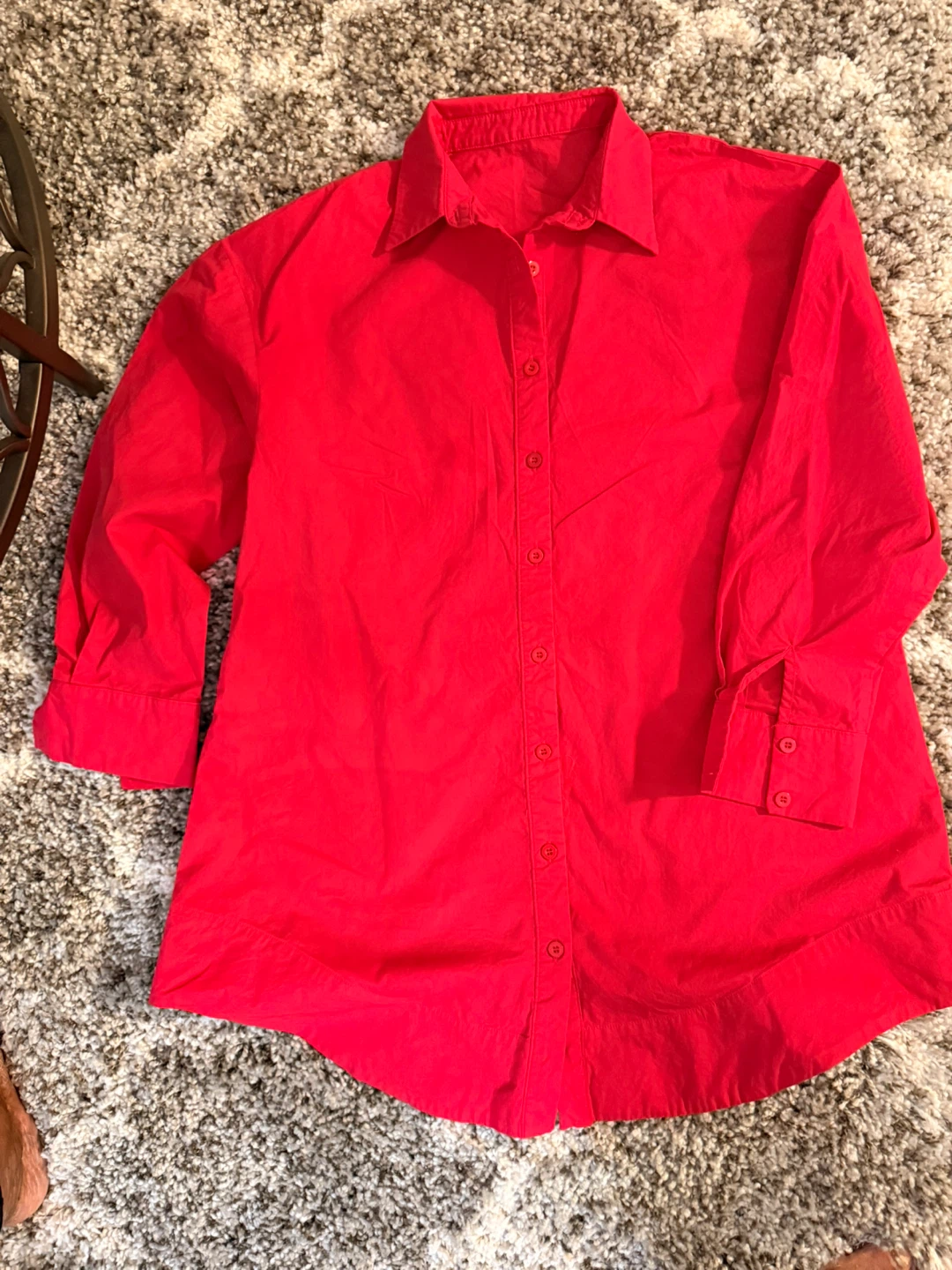 LYANER Red 100% Cotton Button-Down Shirt - Size M