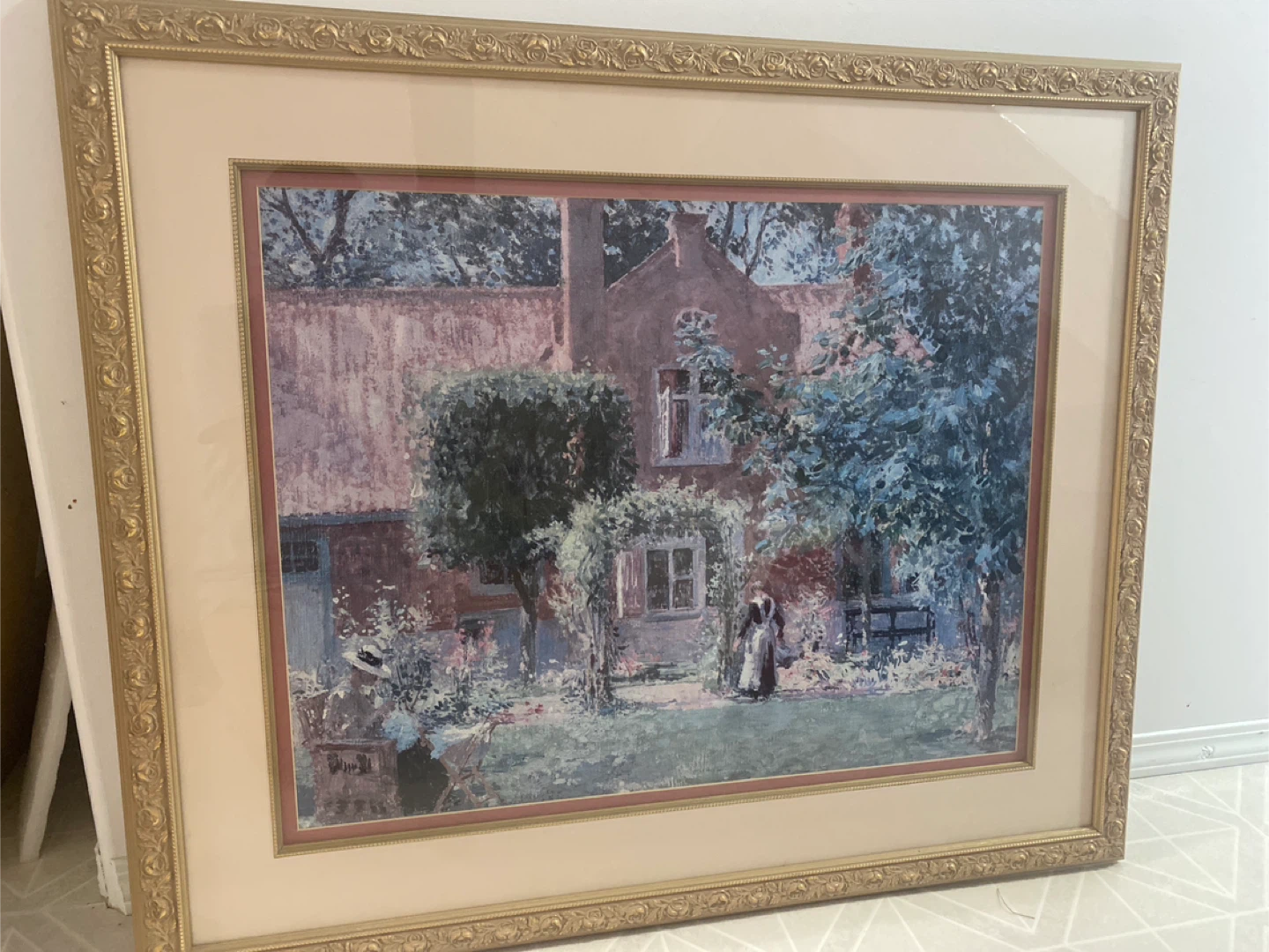 Framed Print of a Cottage Garden Scene - photo 2