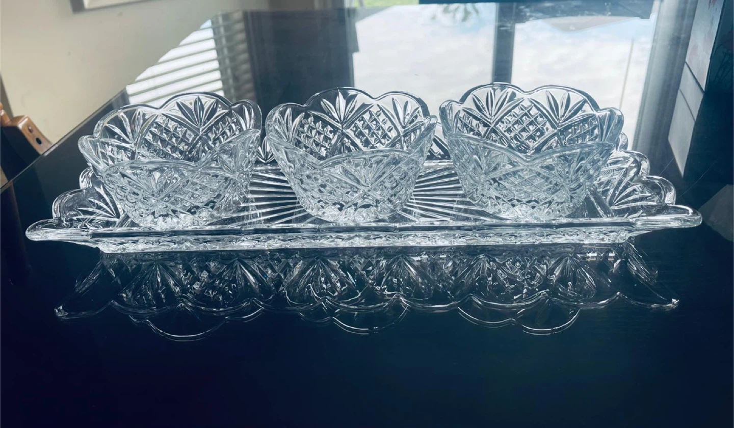 Crystal Candy Dish Set with Tray - photo 2