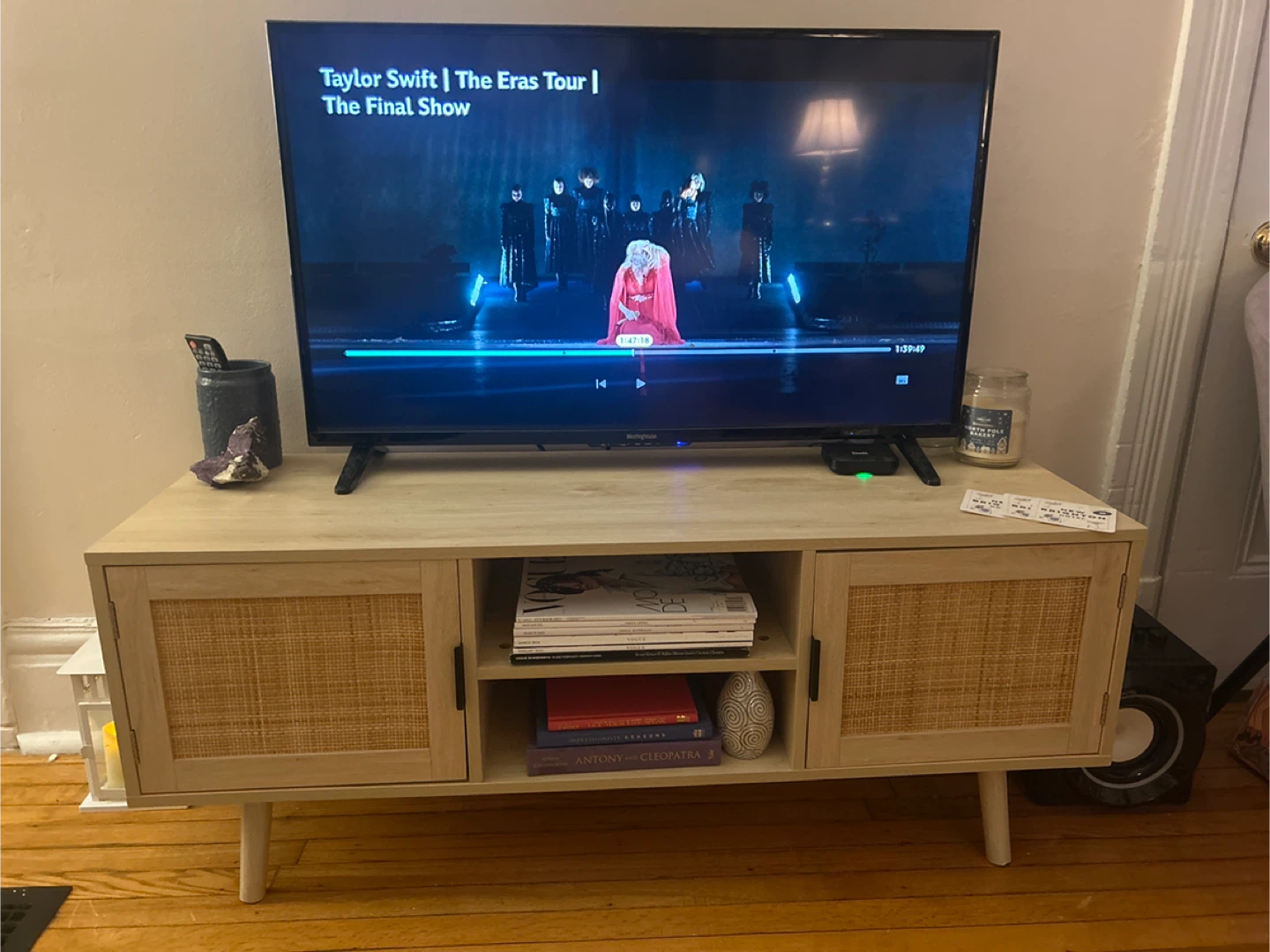 Rattan Media Console TV Stand
