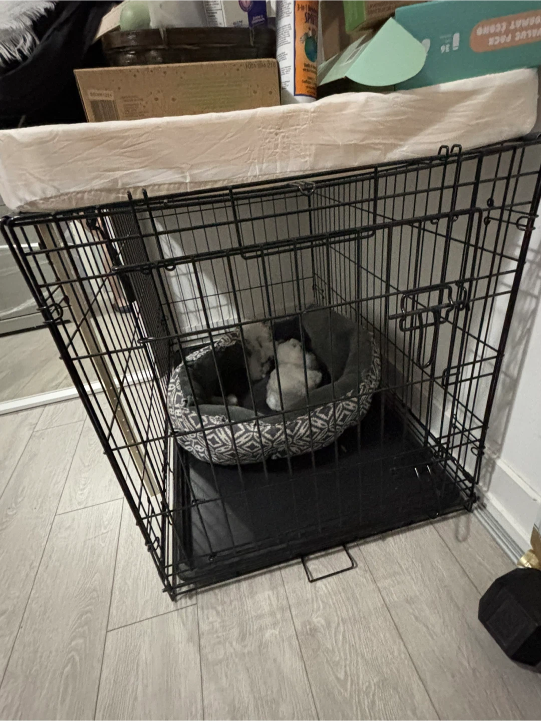 Black Metal Dog Crate with Pet Bed - photo 2