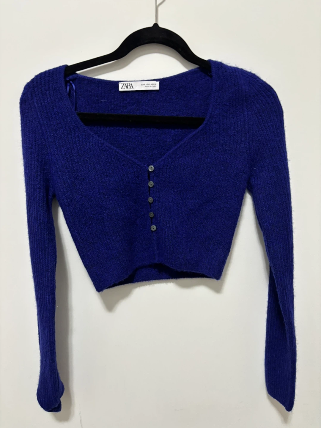 New - Zara Royal Blue Button-Up Crop Top - photo 2