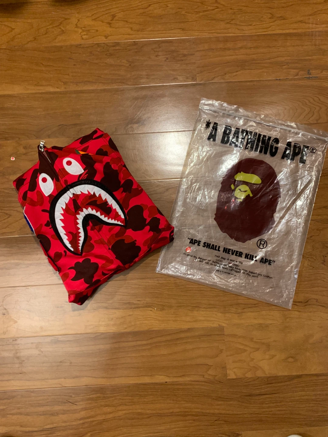 A Bathing Ape Red Camo Shark Full Zip Hoodie