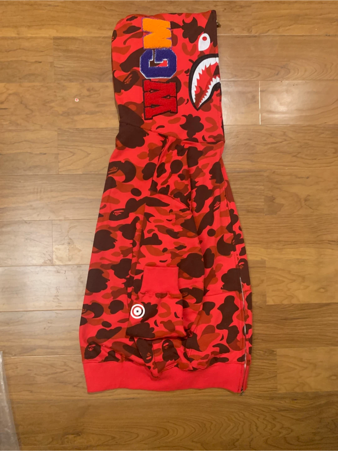 A Bathing Ape Red Camo Shark Full Zip Hoodie - photo 5