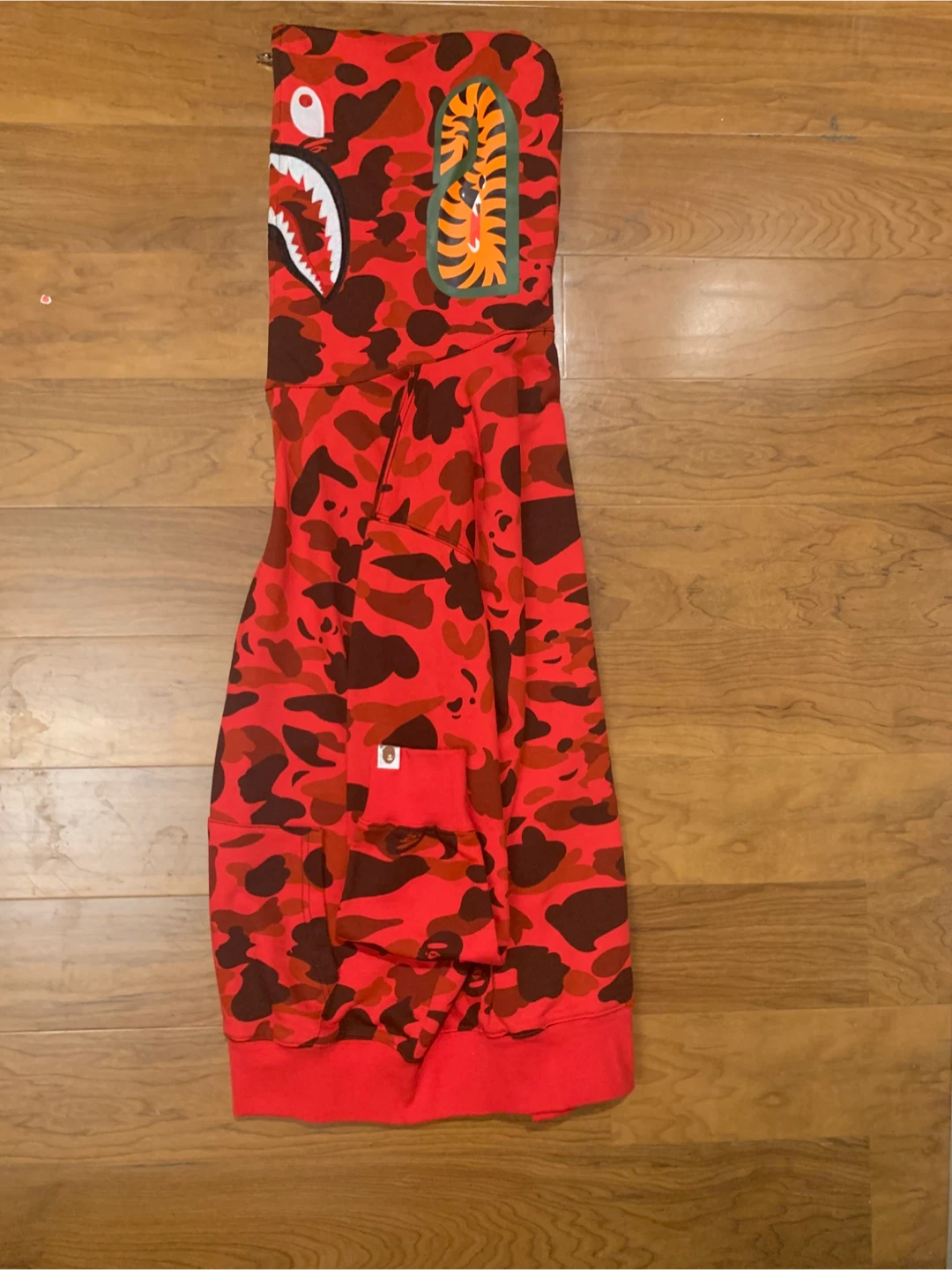 A Bathing Ape Red Camo Shark Full Zip Hoodie - photo 4