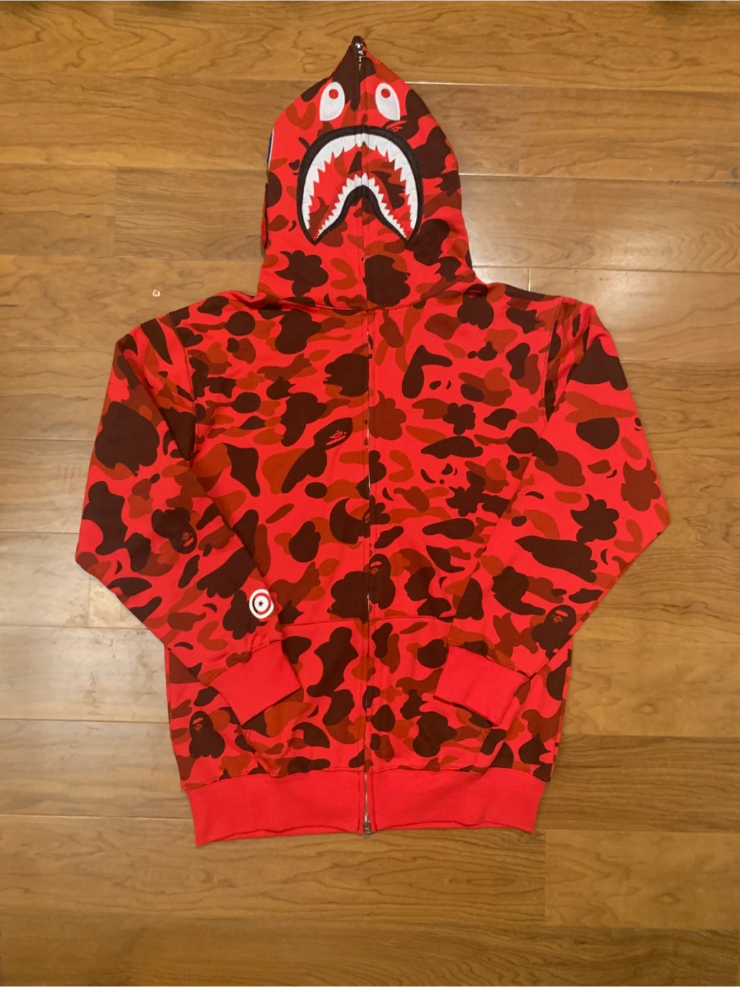 A Bathing Ape Red Camo Shark Full Zip Hoodie - photo 2