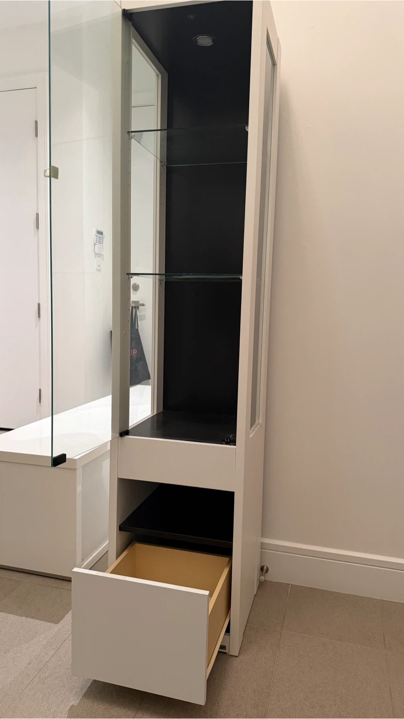 White Display Cabinet with Drawer and Light - photo 3