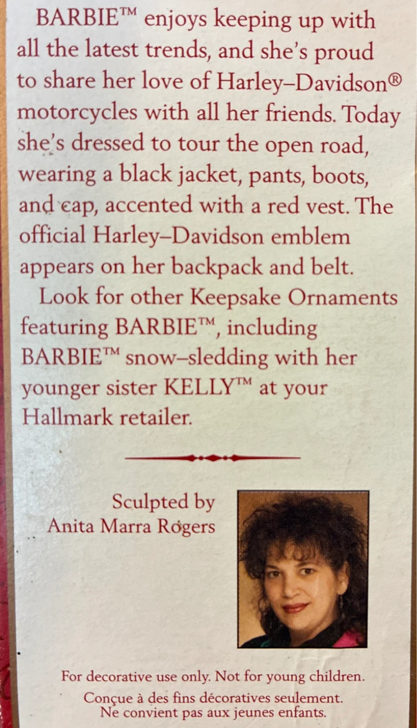 New Vintage Hallmark Harley-Davidson Barbie Ornament - photo 2
