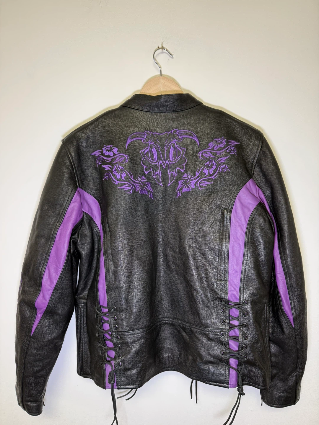Xelement One Stop Biker Shop Leather Jacket with Purple Accents - photo 2