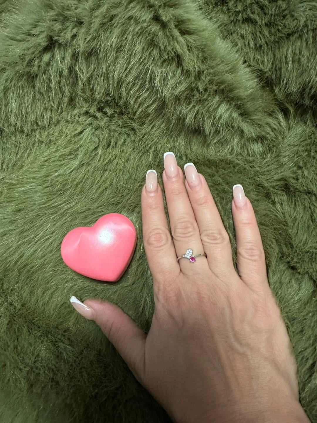 Heart Shaped Ring with Pink Stone