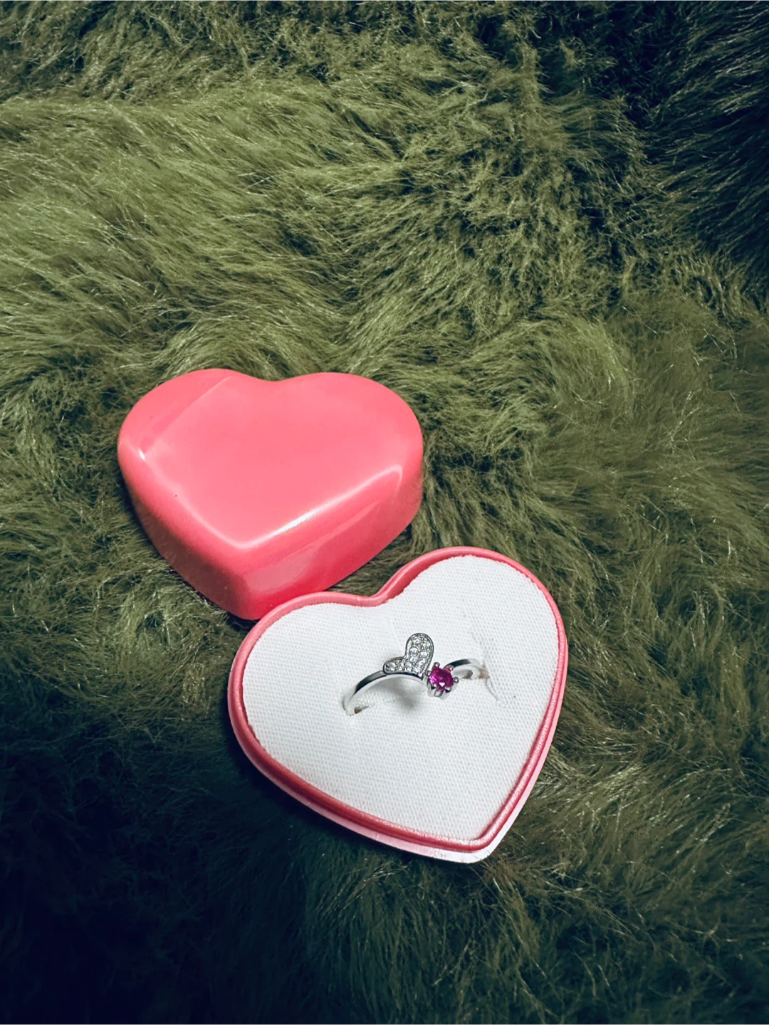 Heart Shaped Ring with Pink Stone - photo 2