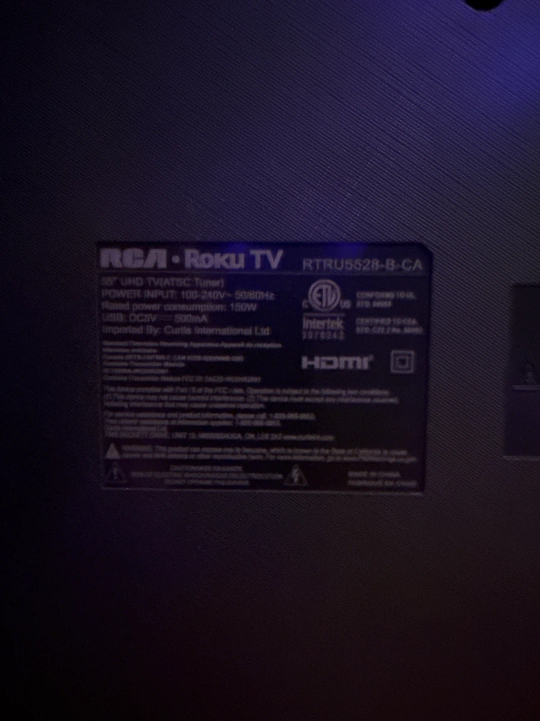 RCA 55" UHD Roku TV RTRU5528-B-CA - photo 2