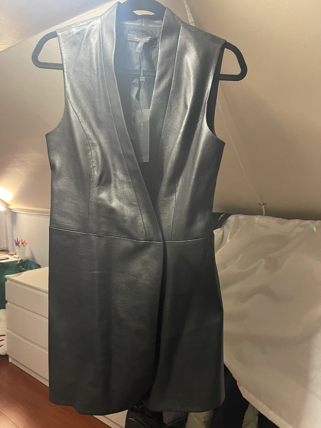BCBGMAXAZRIA "Cartyn" Black Faux Leather Vest - XS