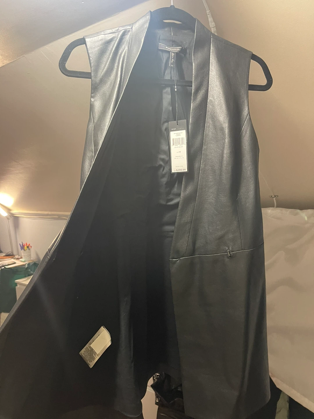 BCBGMAXAZRIA "Cartyn" Black Faux Leather Vest - XS - photo 3