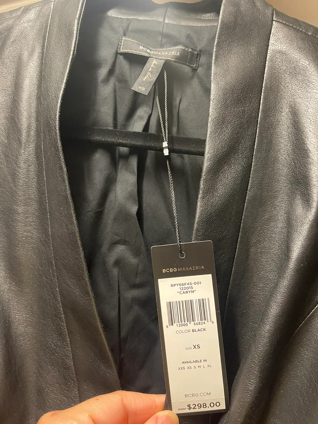 BCBGMAXAZRIA "Cartyn" Black Faux Leather Vest - XS - photo 2