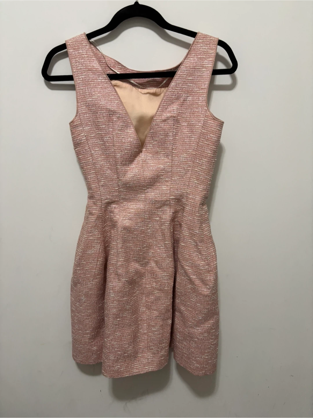 Zara Small - Boatneck Structured Tweed Pink Sleeveless Dress - photo 4