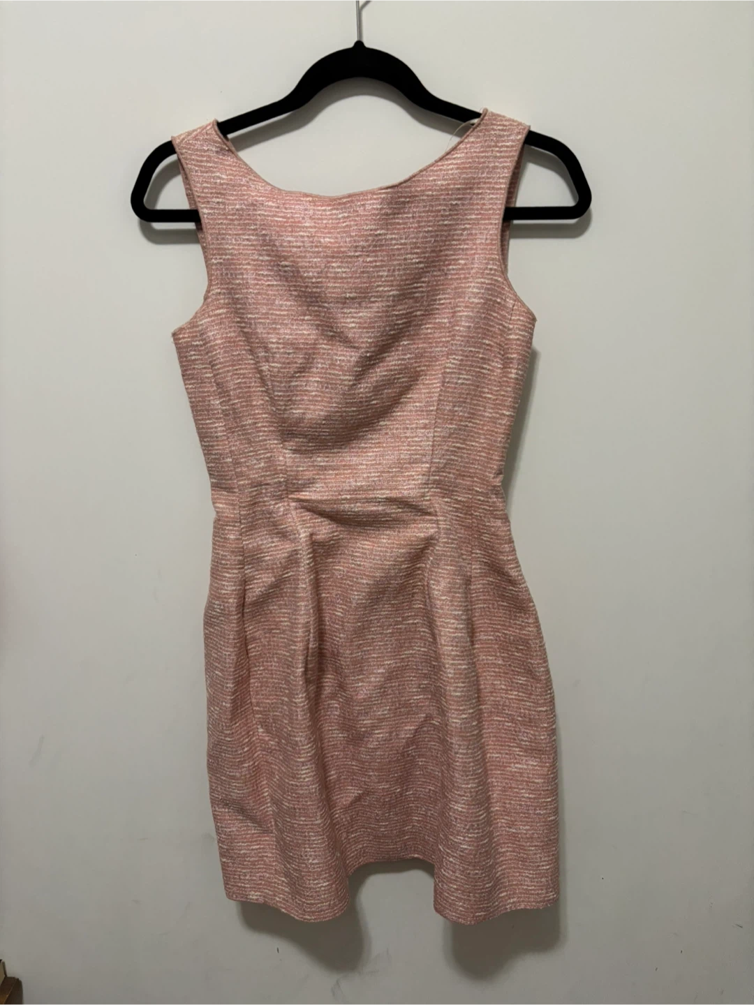 Zara Small - Boatneck Structured Tweed Pink Sleeveless Dress - photo 3
