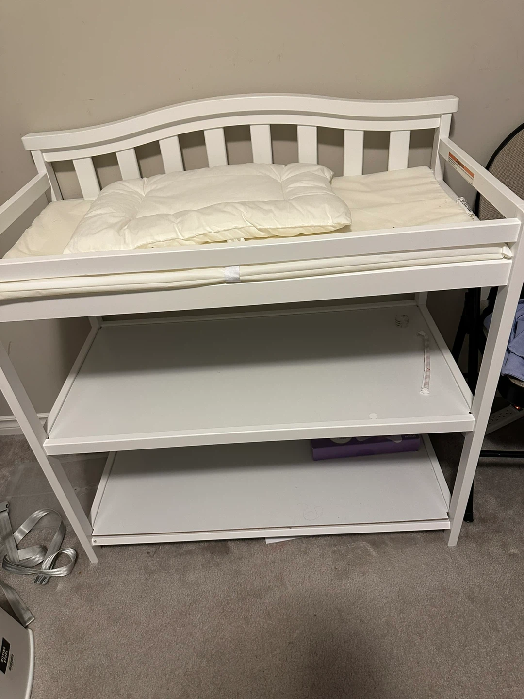 White Baby Changing Table with Pad