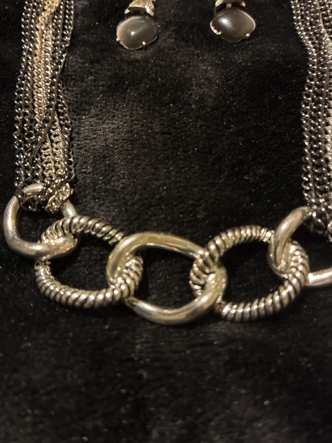 Mixed Metal Layered Necklace and Earring Set - photo 3