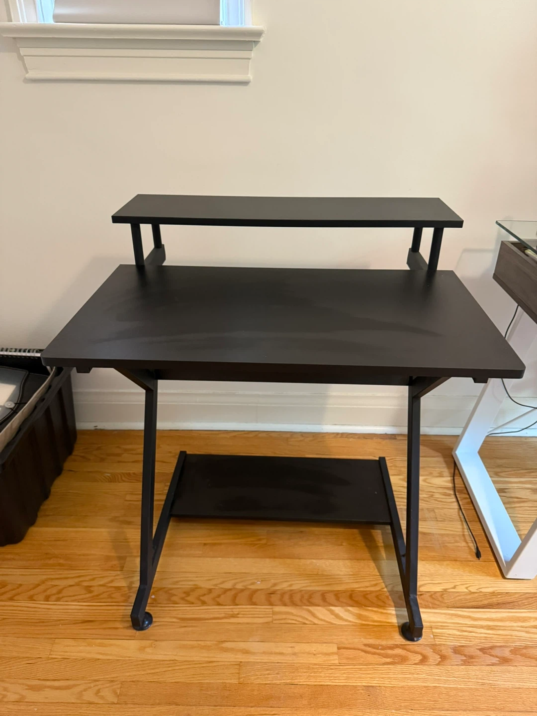 Black Computer Desk with Monitor Stand