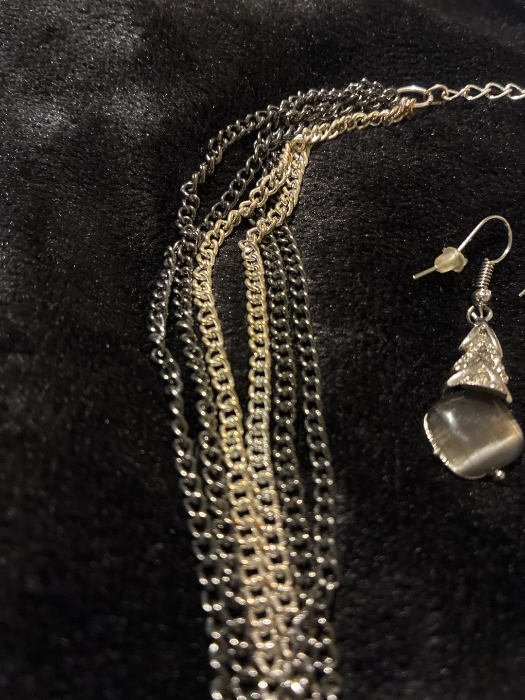 Mixed Metal Layered Necklace and Earring Set - photo 4