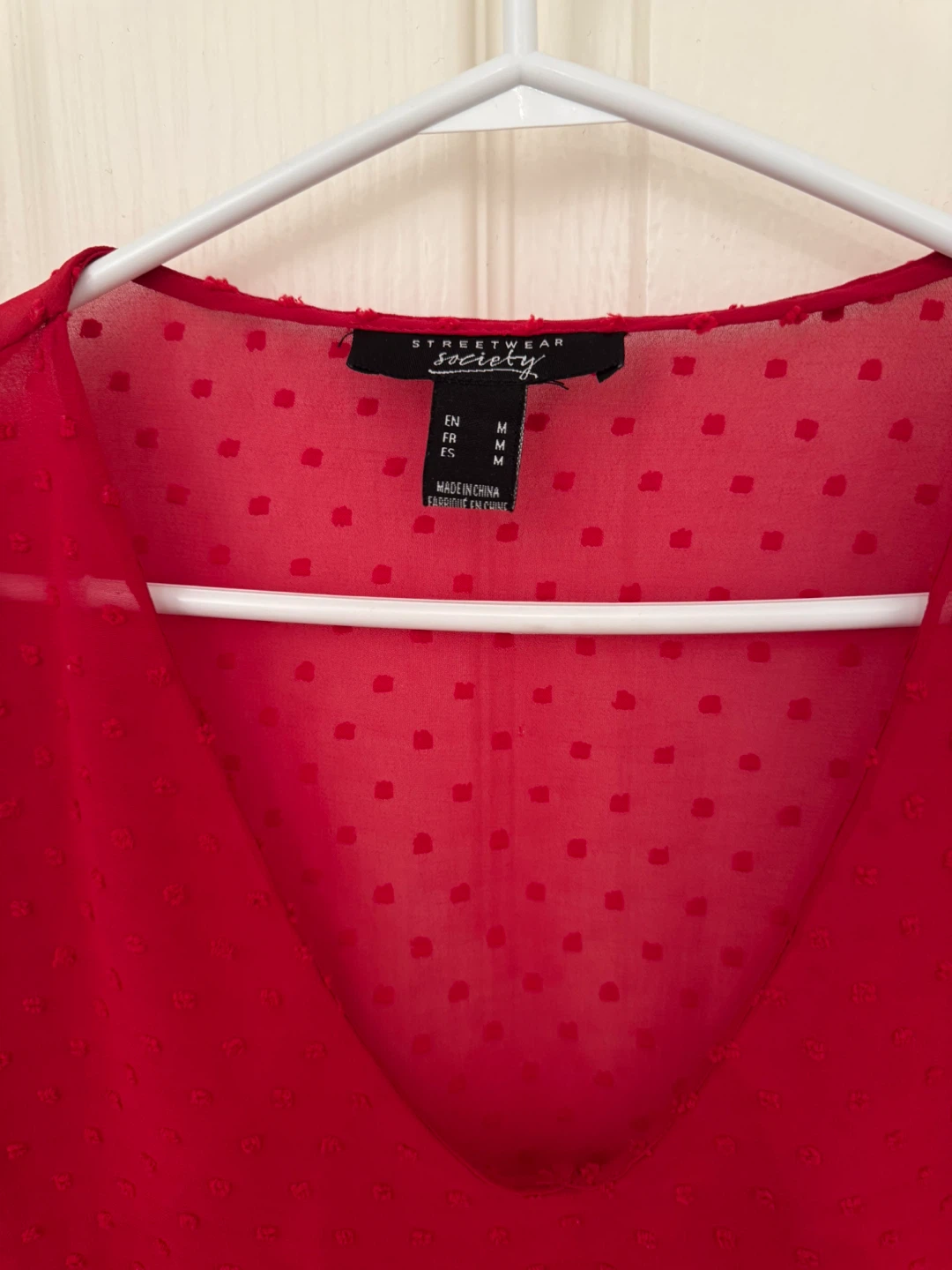 Red Bell Sleeve Blouse - Size M 🏆 - photo 4