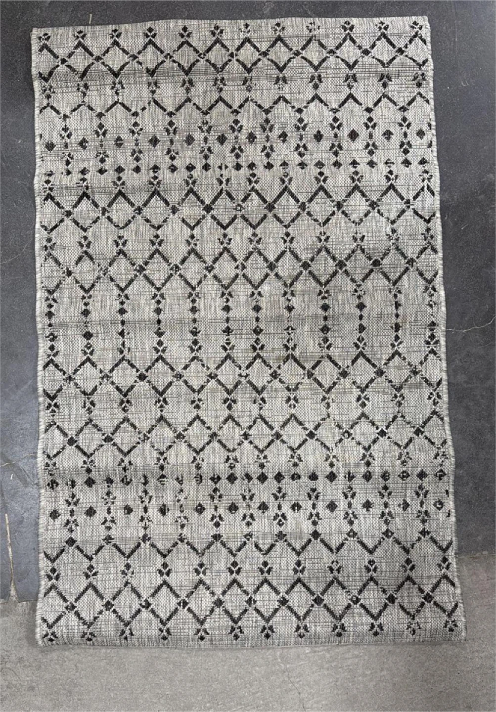 Moroccan  Cream/Black 3 ft. x 5 ft. Indoor/Outdoor Area Rug - photo 3