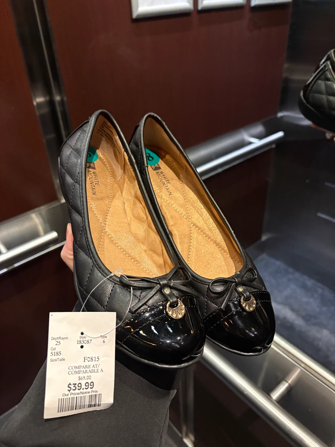 White Mountain Quilted Flats Black Patent Toe - Size 8 - photo 2