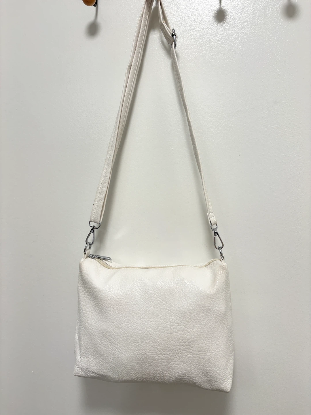 White Faux Leather Crossbody Bag