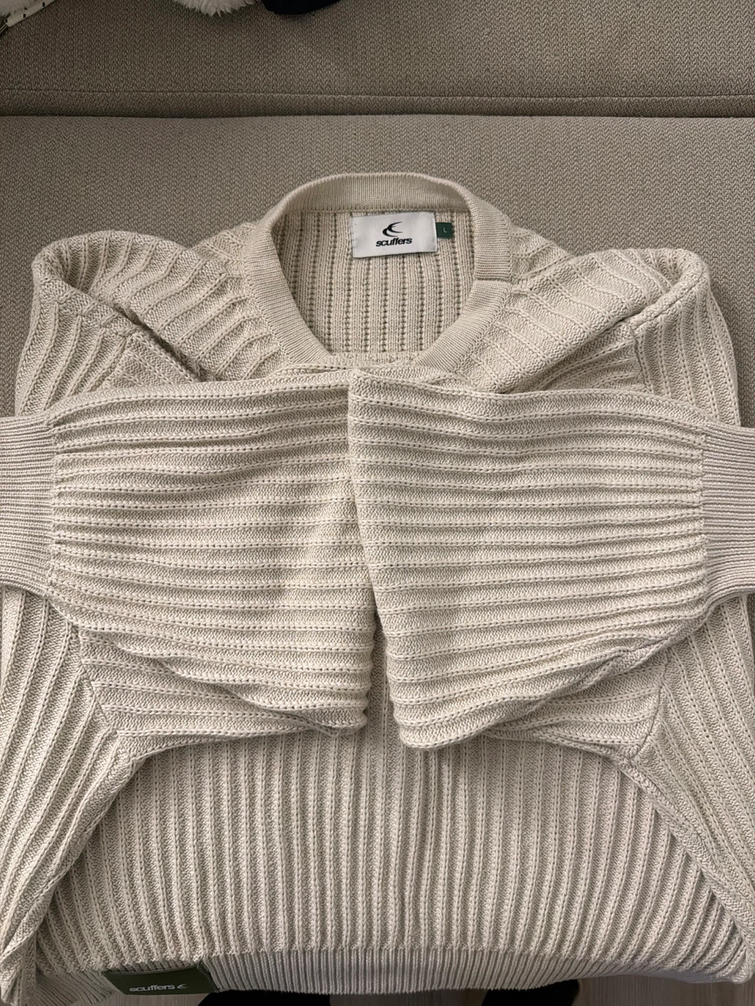 Scuffers Cream Ribbed Knitted Sweater - photo 2