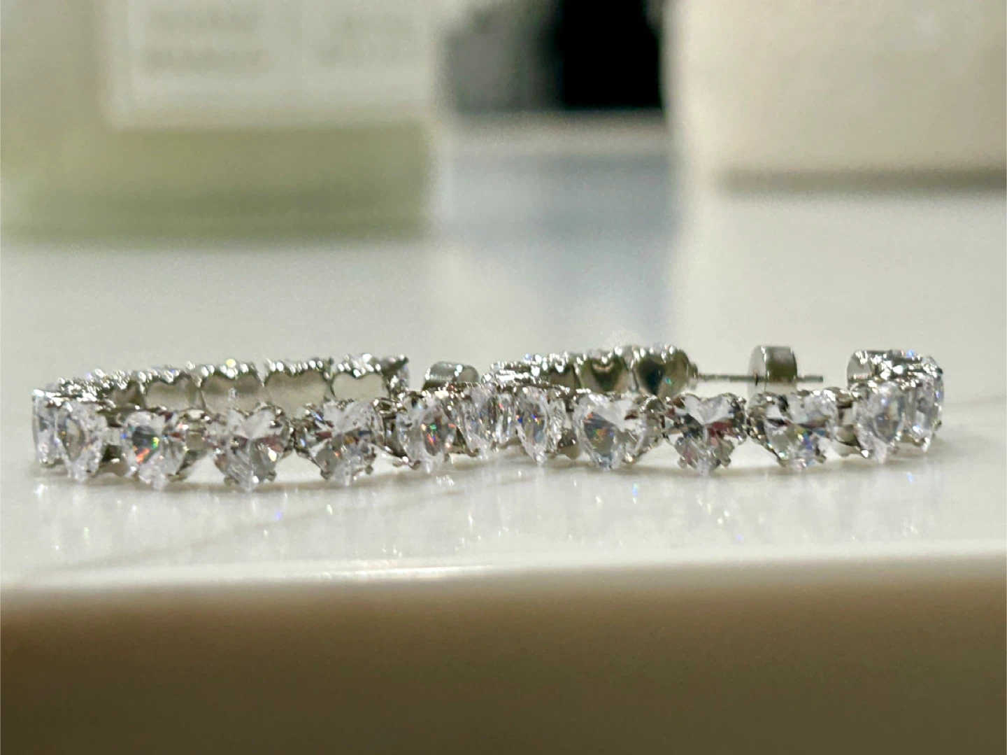 Heart Shaped crystal Hoop Earrings