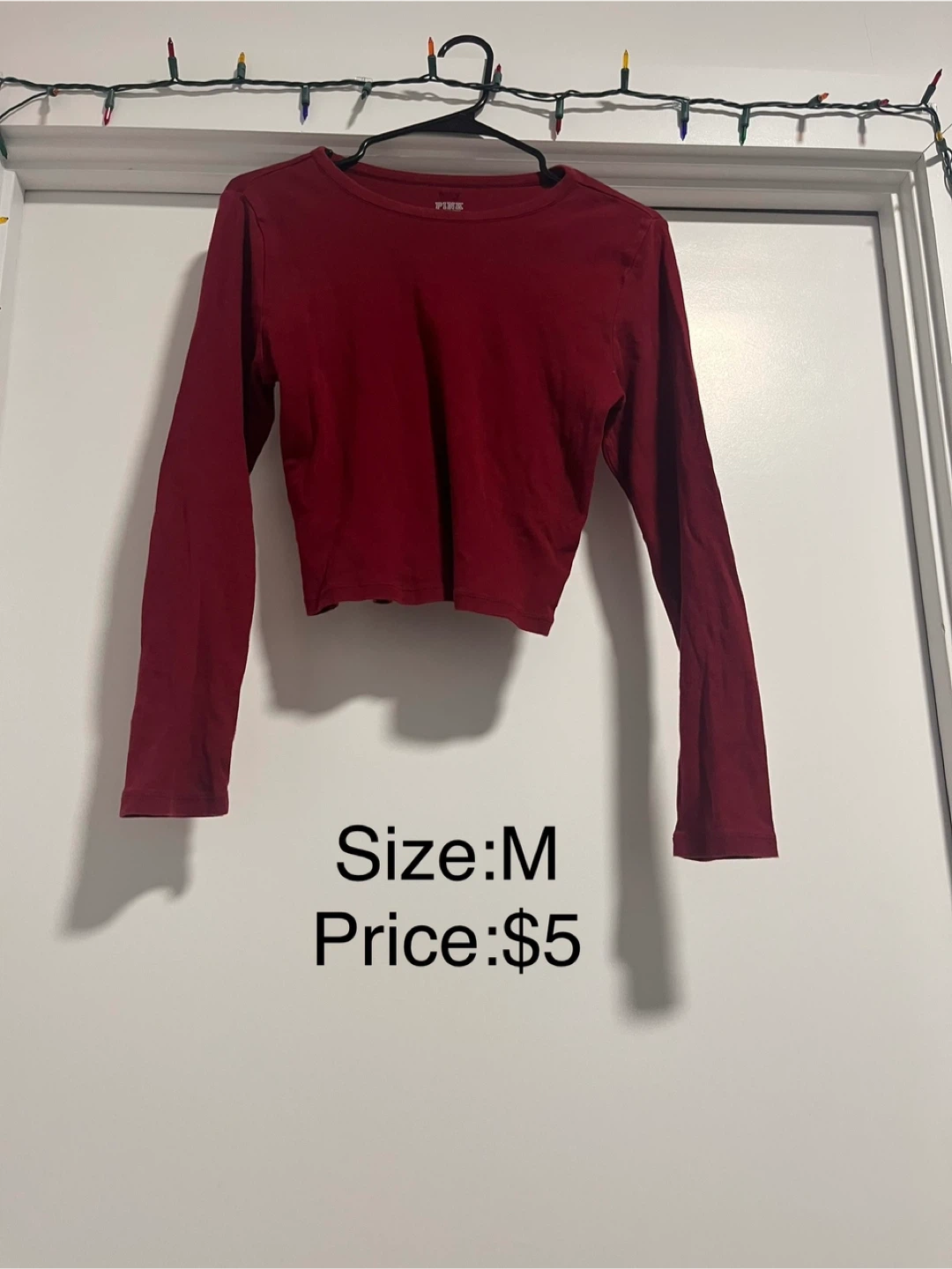 PINK Long Sleeve Crop Top