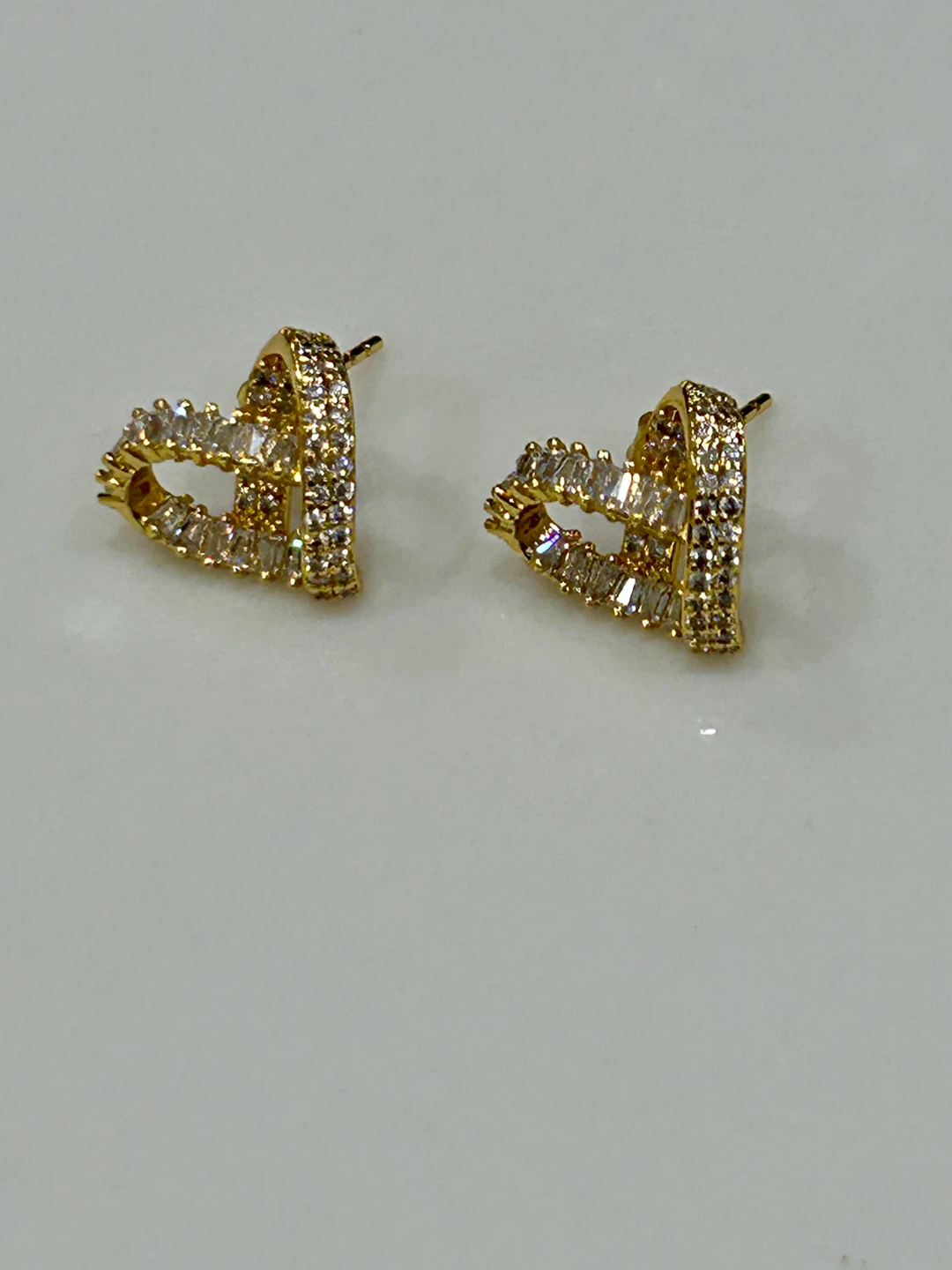 GoldHeart Earrings with Crystals - photo 2
