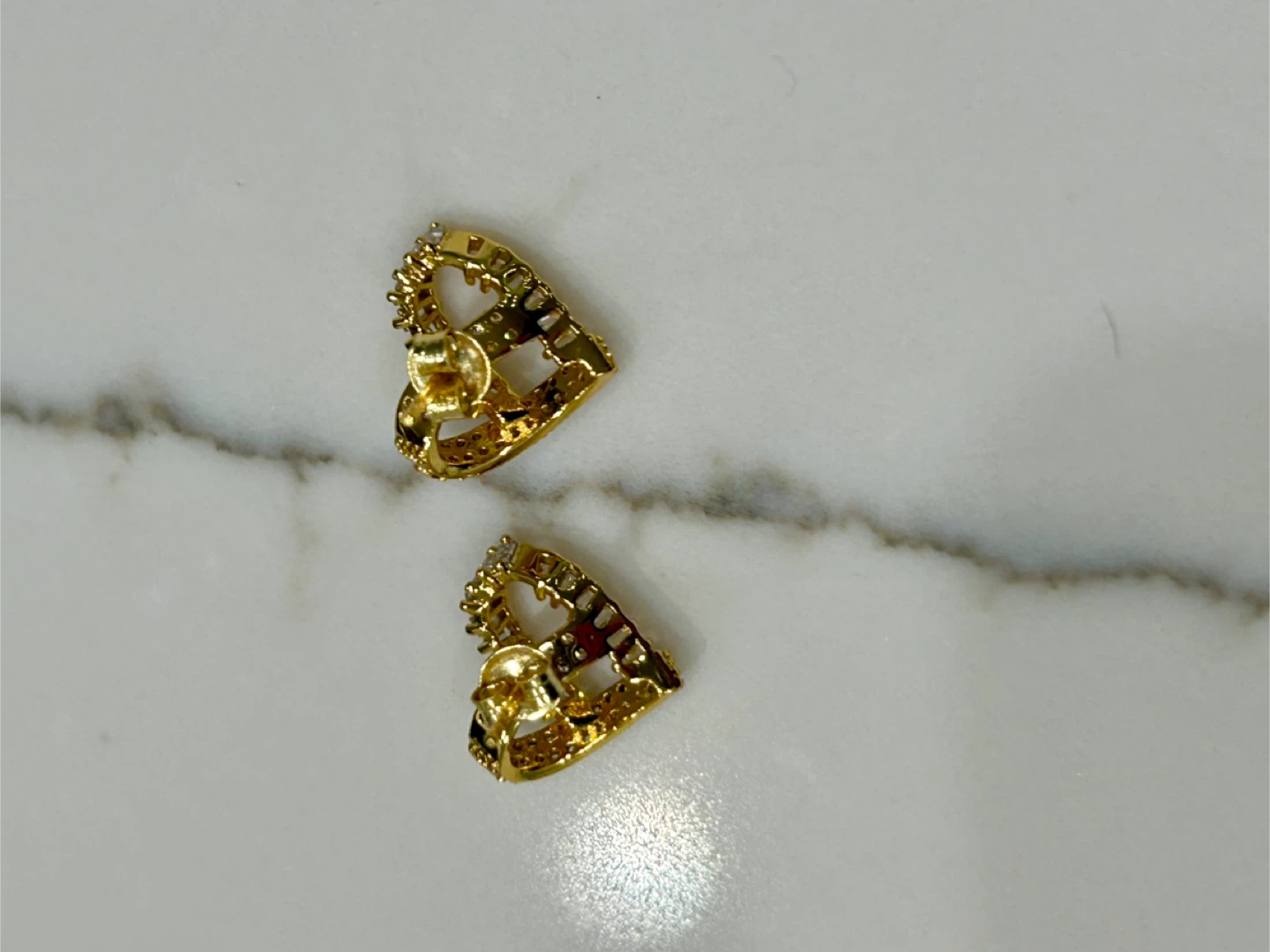 GoldHeart Earrings with Crystals - photo 3