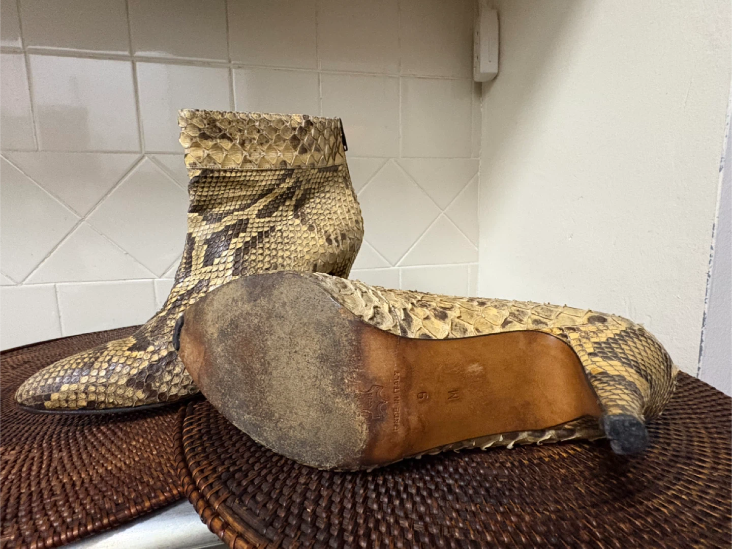 Italian Snakeskin Heeled Ankle Boots - photo 2