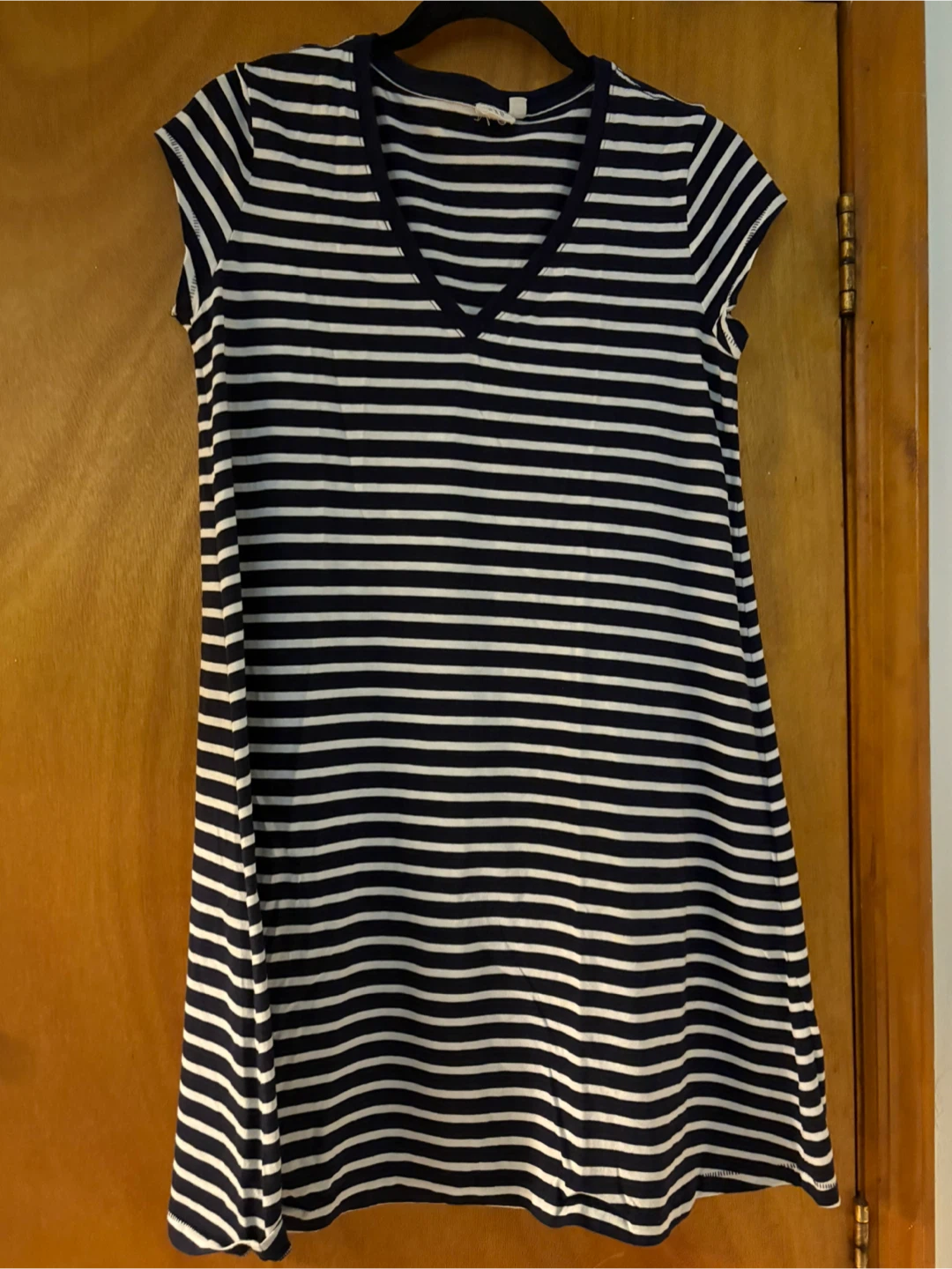 GAP Striped V-Neck T-Shirt Dress - Navy/White - Size S