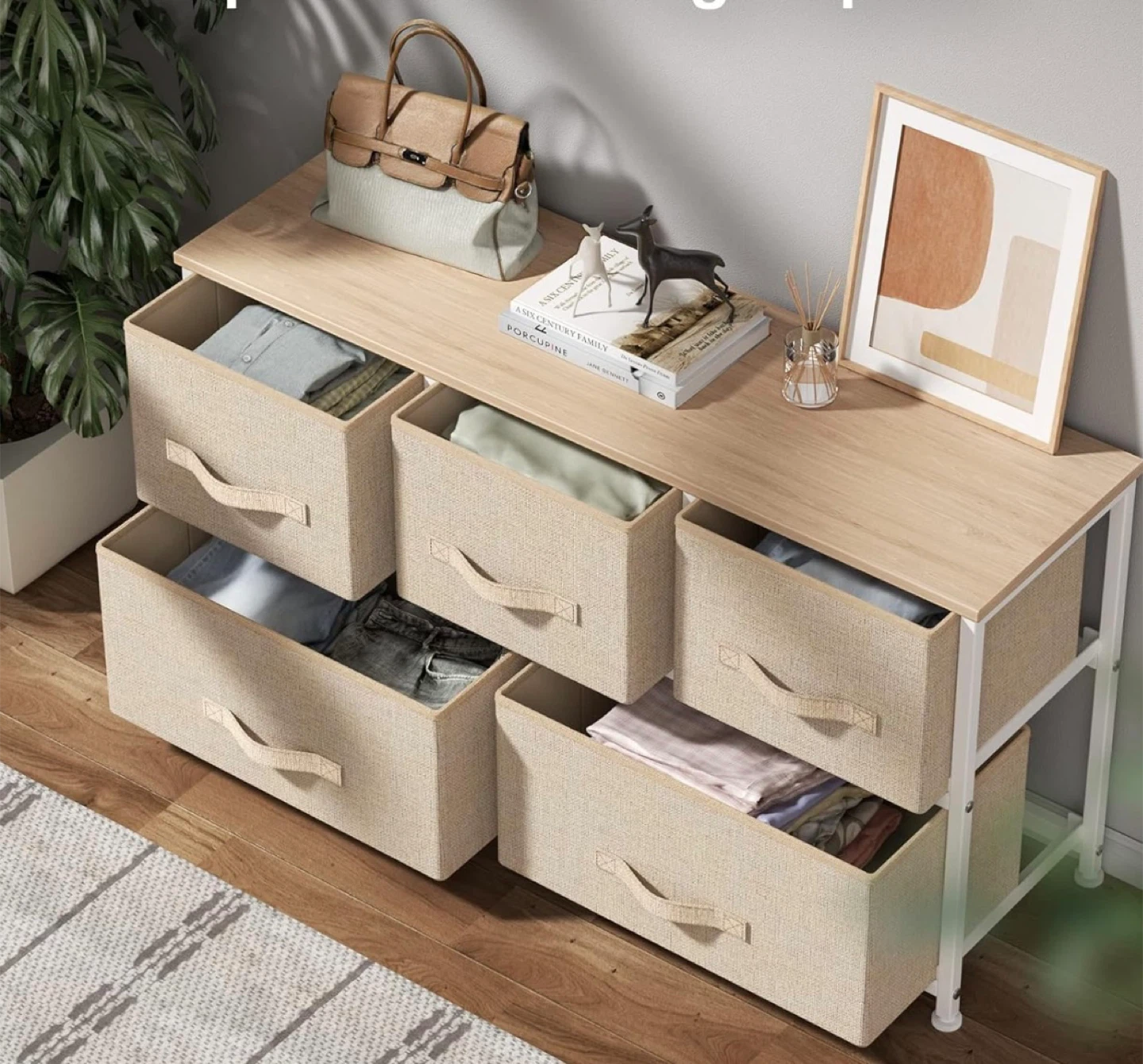 Fabric Dresser with 6 Drawers