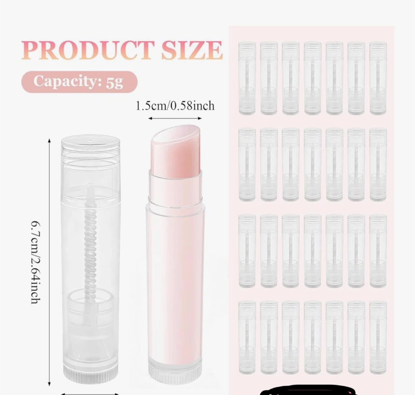 100 empty 5ml lip balm / lip gloss tubes, - photo 2