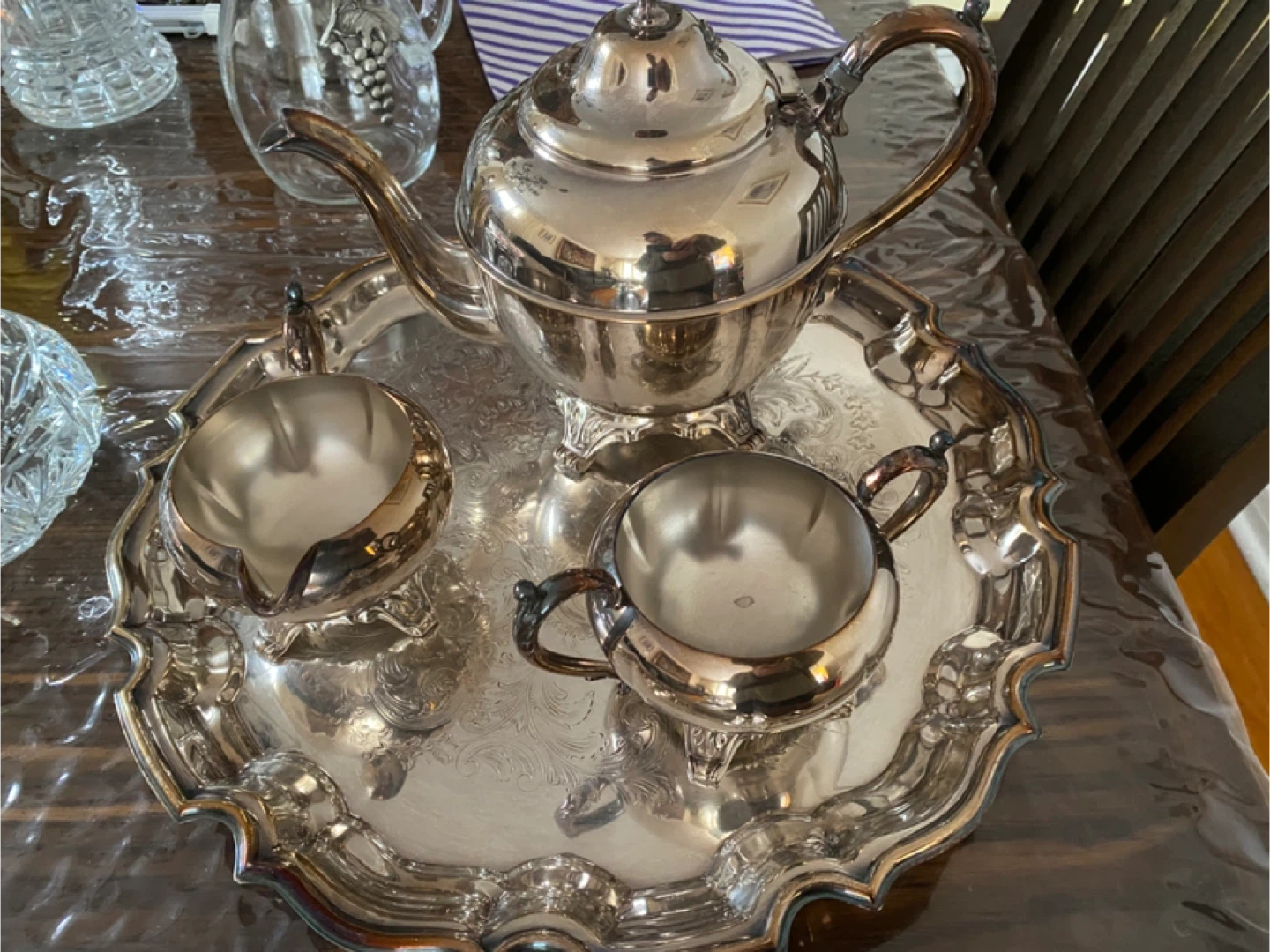 Victorian Style EP Copper Tea Set with Tray