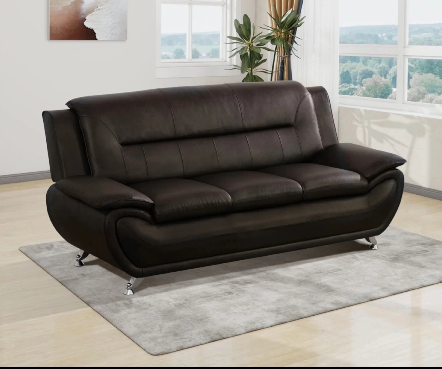 Wrought Studio Chezky Faux Leather Armless Sofa
