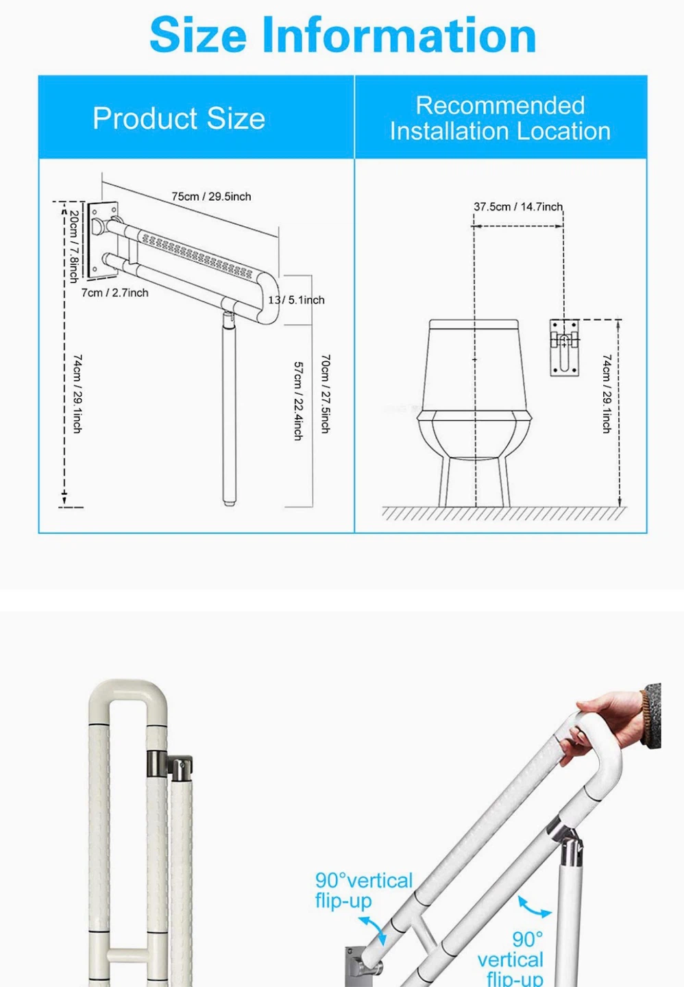 Foldable Toilet Grab Bar with Leg - photo 5