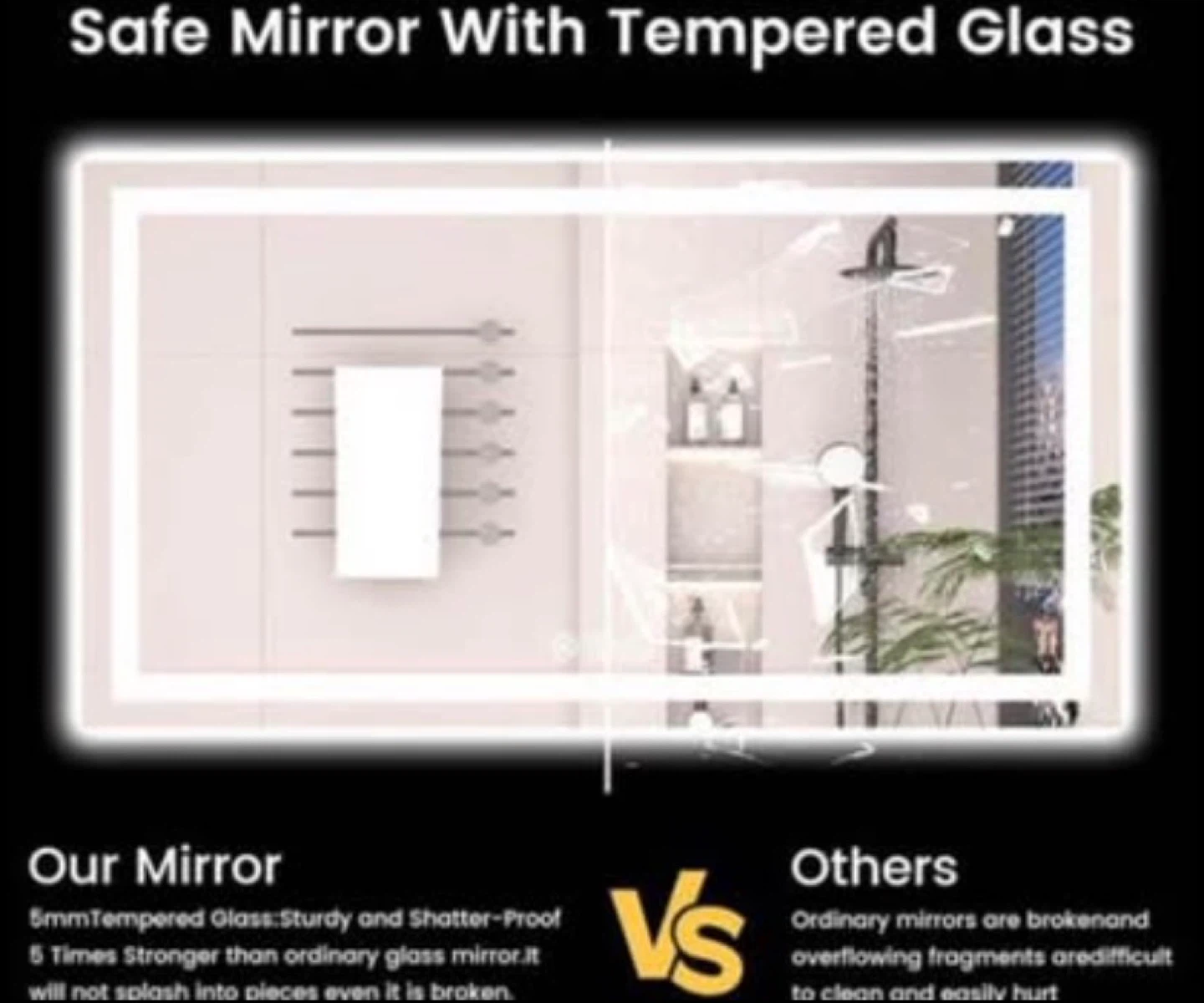 LED Bathroom Mirror with Backlit, Anti-Fog, 3 Color Adjustable - photo 2